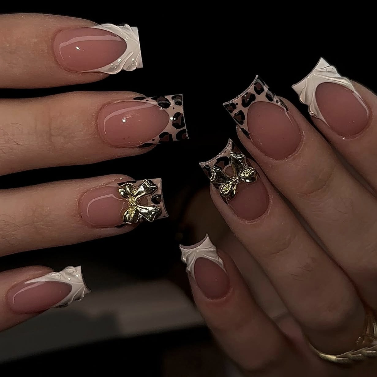 Short square fake nails for wo - Pressed Flower Art avaliação e preço