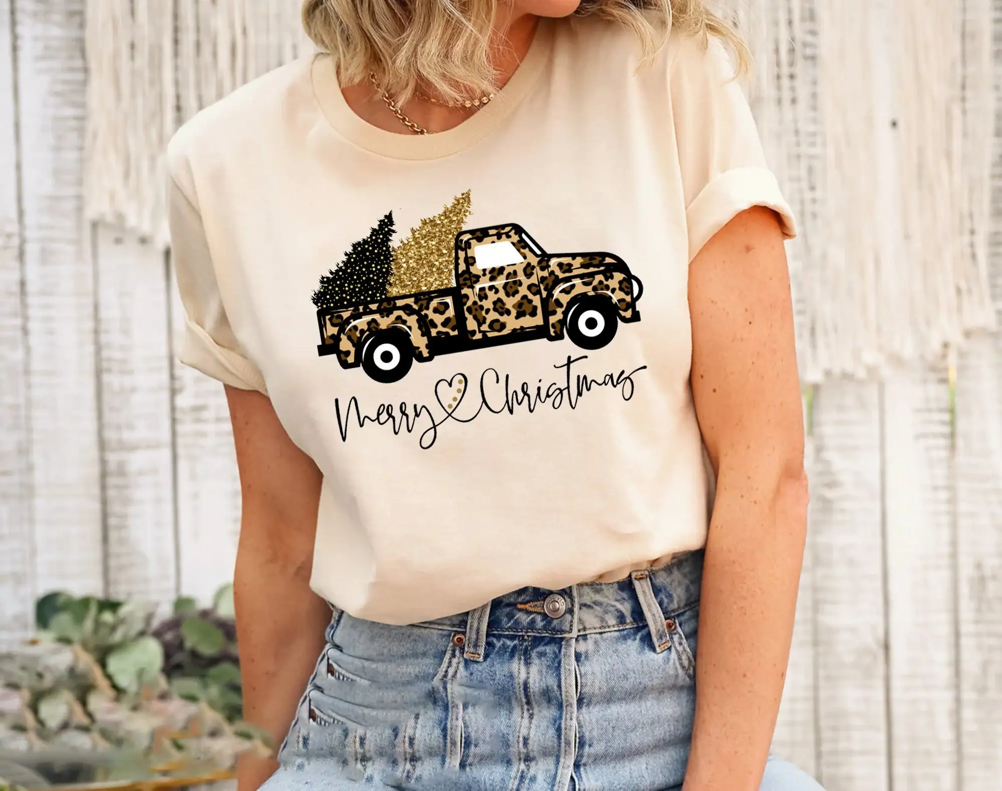 Christmas Truck T Shirt Leopar - Family Tree Print avaliação e preço