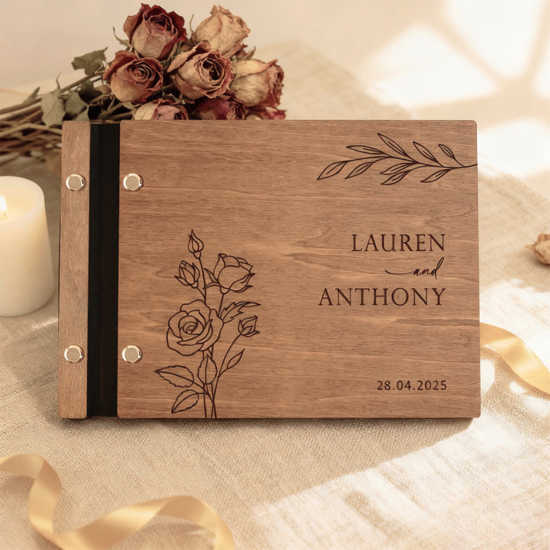 Personalized Wooden Wedding Gu - Custom Photo Book avaliação e preço