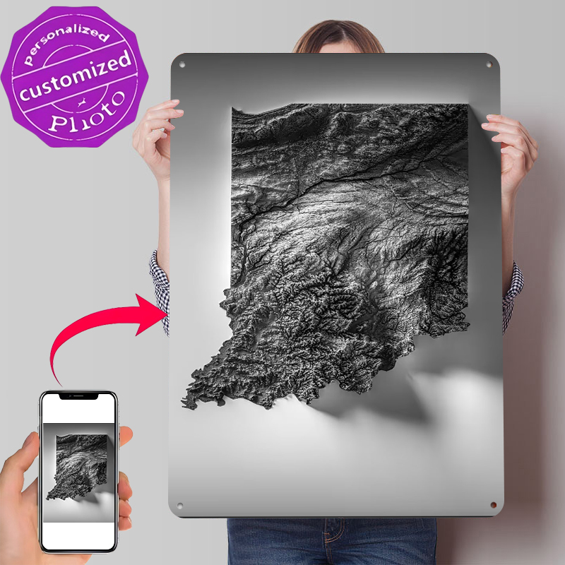 Indiana Topographic Map Printe - Custom Map Poster avaliação e preço