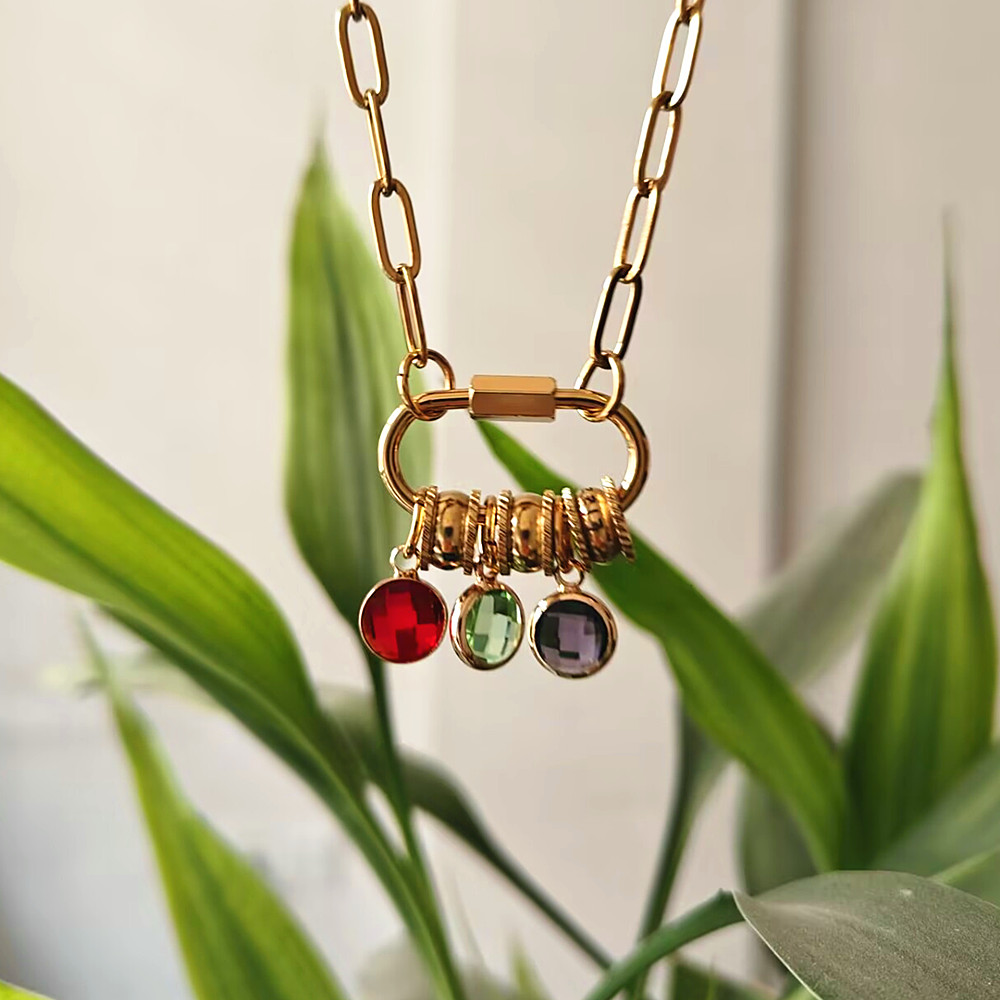 Custom Carabiner Name Charm Ne - Birth Flower Necklace avaliação e preço