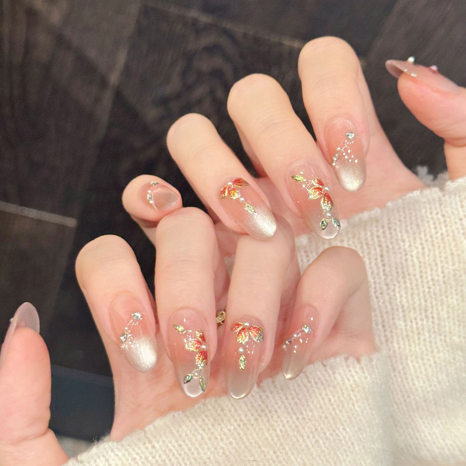 10pcs Handmade Fake Nails Pres - Pressed Flower Art avaliação e preço
