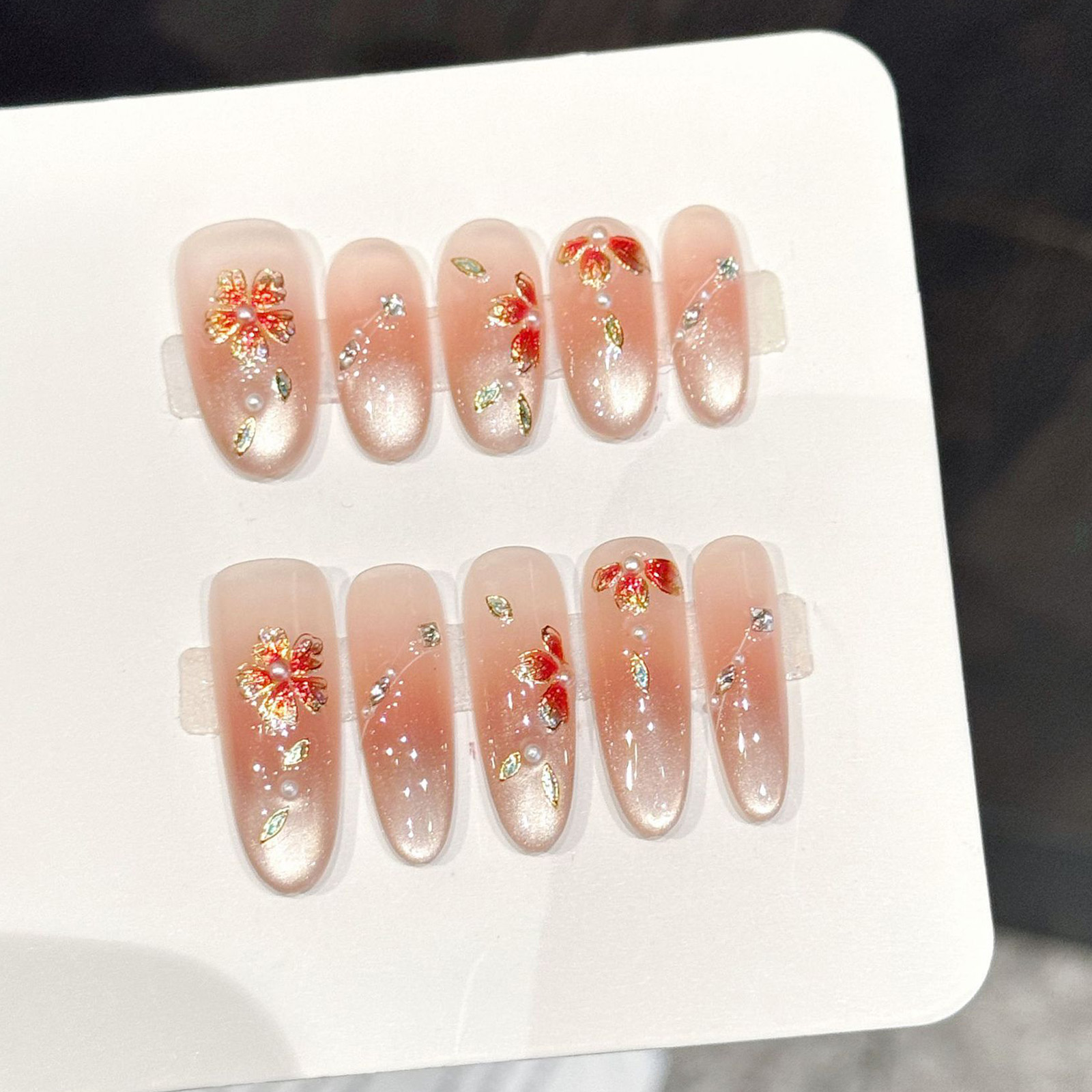 10pcs Handmade Fake Nails Pres - Pressed Flower Art avaliação e preço