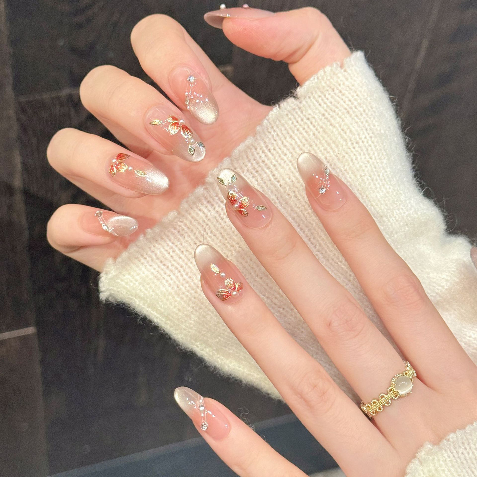 10pcs Handmade Fake Nails Pres - Pressed Flower Art avaliação e preço