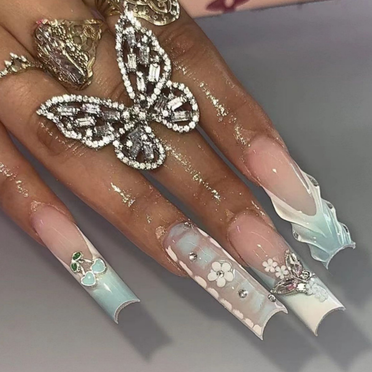 24pcs Flower Press on Nails Ar - Pressed Flower Art avaliação e preço