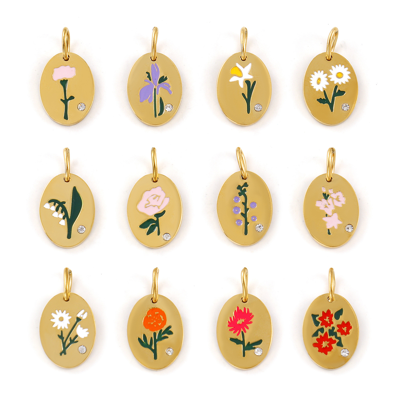 1 Piece 304 Stainless Steel Bi - Birth Flower Necklace avaliação e preço